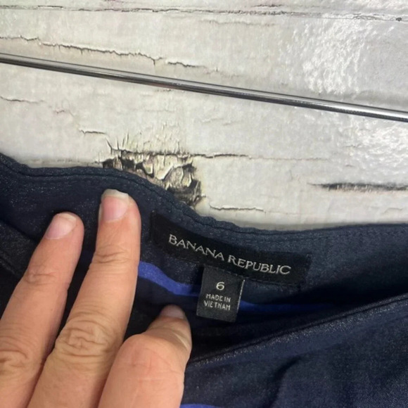 Banana republic blue striped midi skirt slit size 6 - Picture 5 of 7